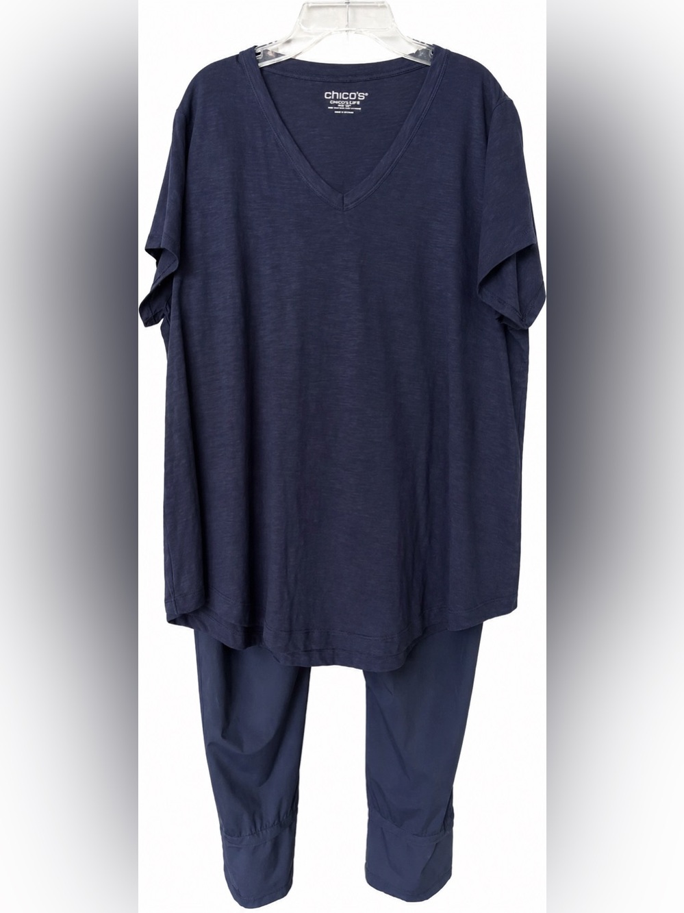 Chico's Women’s Dark Navy Set - Lightweight Pants and Short Sleeve Top 2